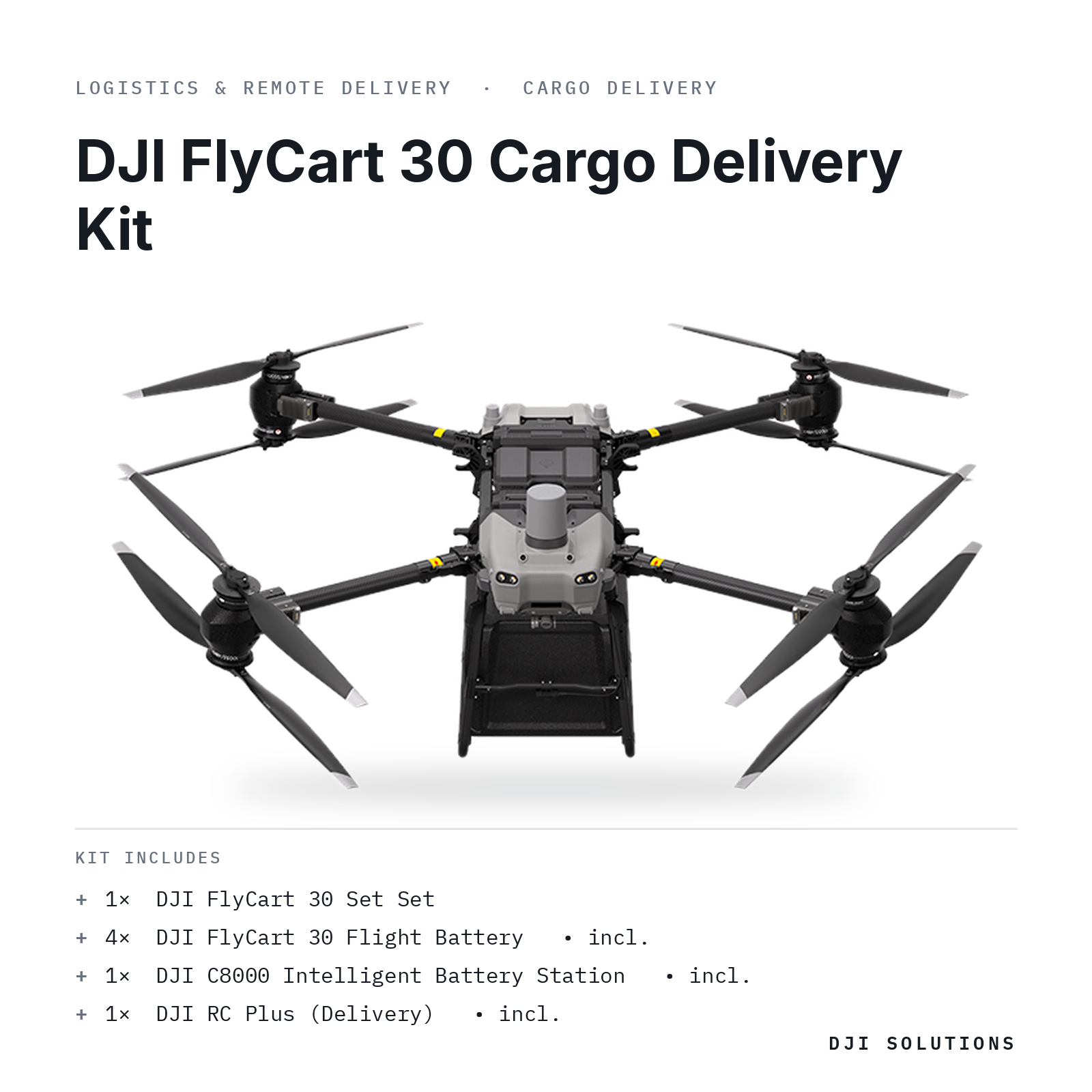 DJI FlyCart 30 Cargo Delivery Kit — kit contents graphic